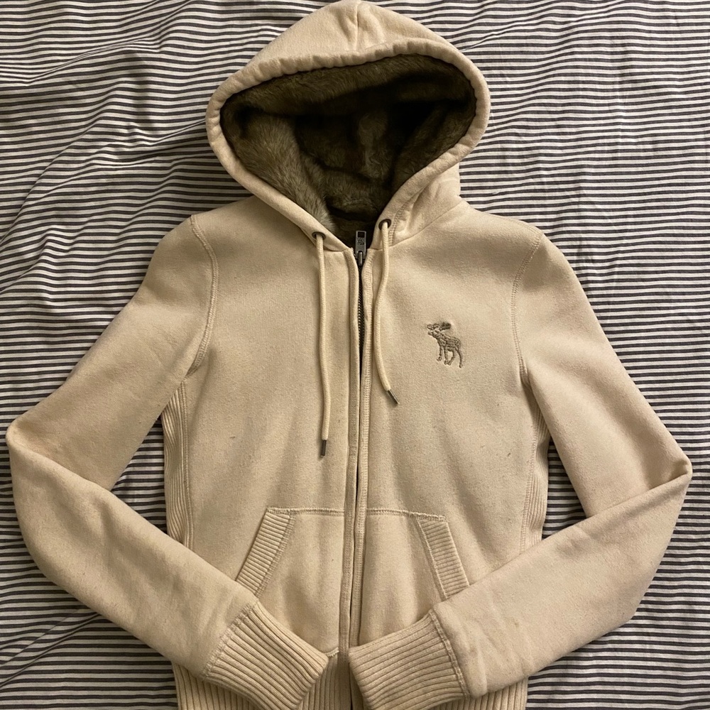 Abercrombie & Fitch faux fur lined zip up hoodie